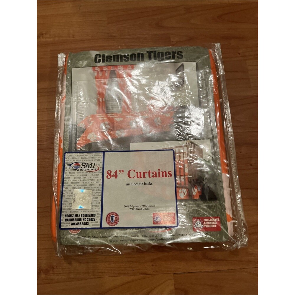 Clemson Tigers 84" Curtain Panels Set Of 2 Orange White